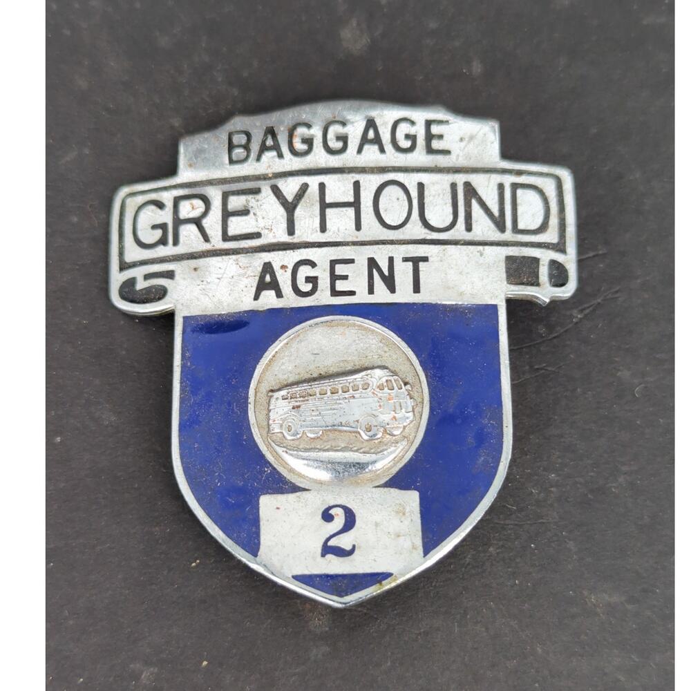 Vintage Greyhound Lines Baggage Agent Cap Badge Bus No 2 Enamel